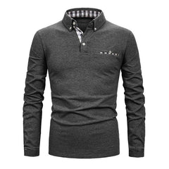 Men's Casual Plaid Stitching Fashion POLO Shirt
