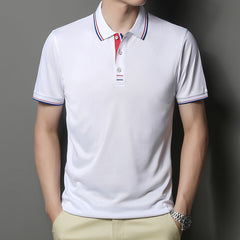 Men's lapel casual embroidered polo shirt