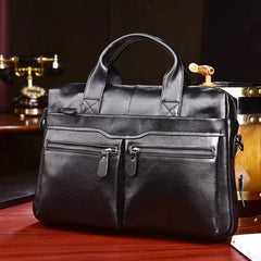 New Men's Genuine Leather Handbag 14 Inch Business Large Capacity Briefcase
