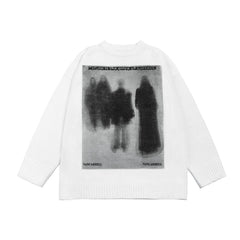 Men's Dark Ghost Print Knit Sweater