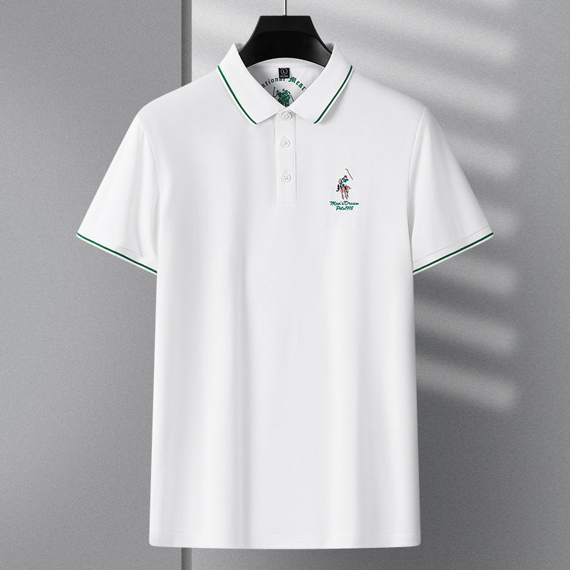 Pure cotton high-end embroidered lapel polo shirt