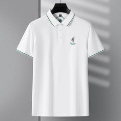 Pure cotton high-end embroidered lapel polo shirt