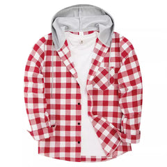 Men's 2024 New Loose Casual Long-sleeved Hooded Plaid Shirt