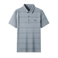 Striped Short Sleeve Lapel Casual POLO Shirt