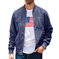 Men's Suede Stand Collar Slim Casual Jacket