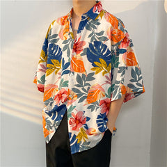 New Men's Casual Large Size Beach Vacation Hawaiian Print Shirt