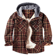 Men's Fleece Warm Cotton Plaid Jacket