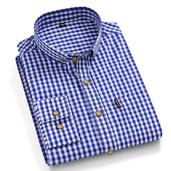 100% Cotton Plaid Striped Solid Color Long-sleeved Shirts