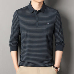 Men's New Business Casual Striped Polo Shirt