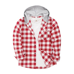 Men's 2024 New Loose Casual Long-sleeved Hooded Plaid Shirt