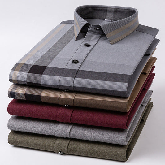 Men's High-end Fashion Casual Plaid Long-sleeved Shirt