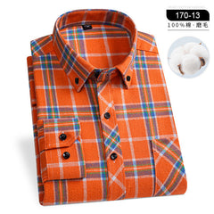 Pure cotton plaid casual lapel shirt
