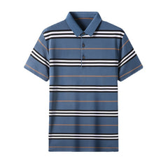 Color block striped men's lapel polo shirt