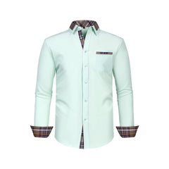 Men's Colorblock Plaid Collar Casual Super Stretch Shirt