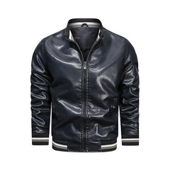 Men's Stand Collar Casual Leather Jacket