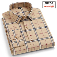 New Men's Fashion Plaid Cotton Brushed Business Casual Shirt