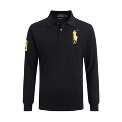 Men's lapel loose plus size cotton embroidered polos