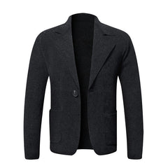 2025 New Men's Solid Color Suit Knitted Jacket