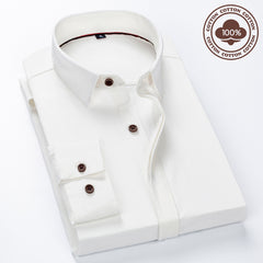 Men's Solid Color Business Comfortable Cotton Commuter Long-sleeved Shirt