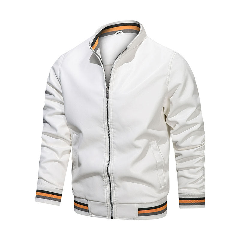 Men's Stand Collar Casual Leather Jacket