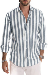 2023 Men's Striped Loose Shirt