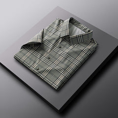 Men's Summer Ice Silk Plaid Casual Loose Shirt