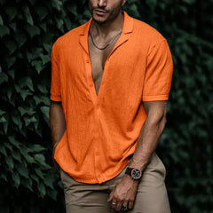 Men's Solid Color Soft Cotton and Linen Simple Casual Shirt