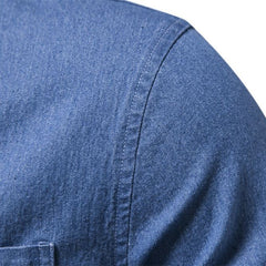 Men's No-iron Casual Solid Color Denim Long-sleeved Shirt