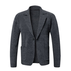 2025 New Men's Solid Color Suit Knitted Jacket