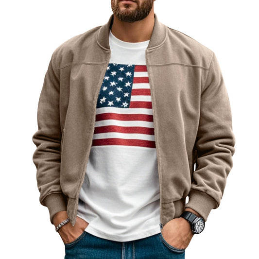 Men's Suede Stand Collar Slim Casual Jacket