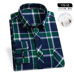 Pure cotton plaid casual lapel shirt