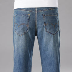 Men's Loose Mulberry Silk Soft High-end Business Stretch Straight Jeans