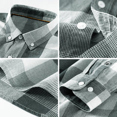 New Cotton Men's Long-sleeved Plaid Shirt