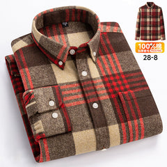 Men's Long-sleeved Brushed Casual Retro Plaid Shirt