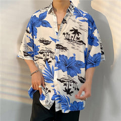 New Men's Casual Large Size Beach Vacation Hawaiian Print Shirt