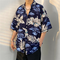 New Men's Casual Large Size Beach Vacation Hawaiian Print Shirt