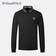 Men's High-end Quality Long-sleeved Embroidered Lapel Casual Polo Shirt