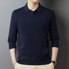 Men's Winter Pure Wool Lapel Thickened Casual Warm Sweater