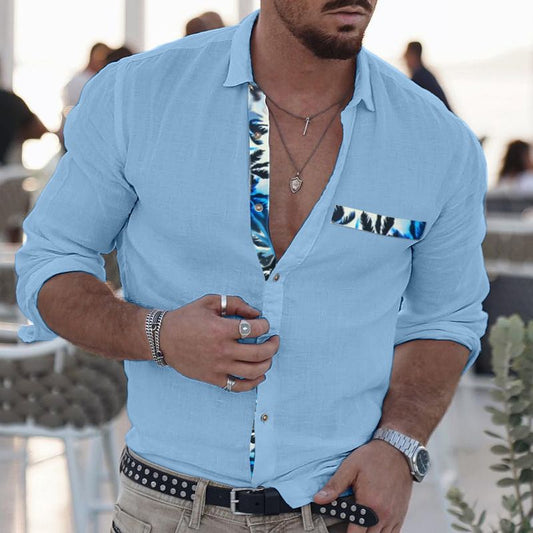 2024 Men's Fashion Printed Long Sleeve Casual Shirt