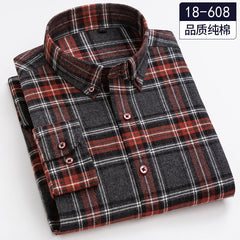 Men's 100% Cotton Long Sleeve Plaid Shirt