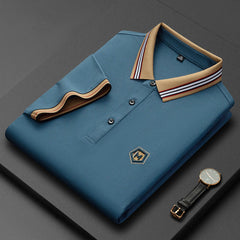 Men's Embroidered Lapel Cotton Polo Shirt