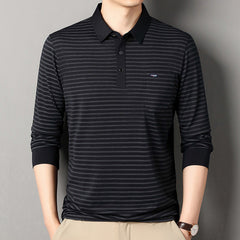 Men's New Business Casual Striped Polo Shirt