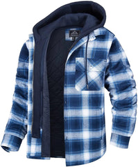 Men's Thick Check Loose Hooded Jacket