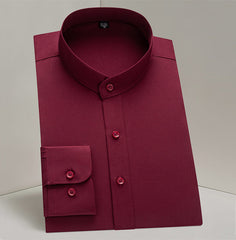 Men's Business Casual Stand Collar Anti-wrinkle No-iron Long-sleeved Shirt