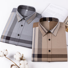 Men's High-end Fashion Casual Plaid Long-sleeved Shirt