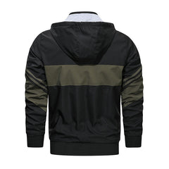 Casual Color Block Panel Hooded Track Jacket