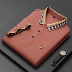 Men's Embroidered Lapel Cotton Polo Shirt