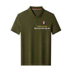 Men's Cotton Letter Print Lapel Polo Shirt