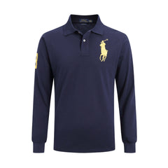 Men's lapel loose plus size cotton embroidered polos