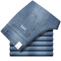 Men's High Quality Cotton High Waist Straight Stretch Business Casual Jeans
